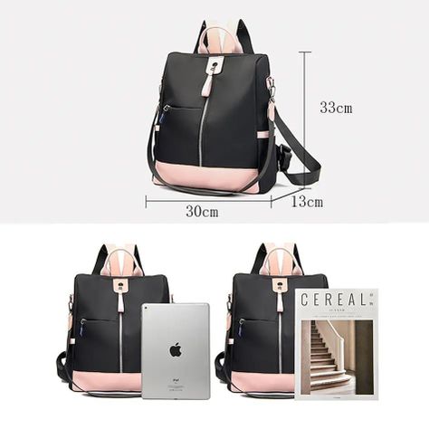 Mochila Antirrobo Impermeable Para Mujer Juvenil De Nailon-5