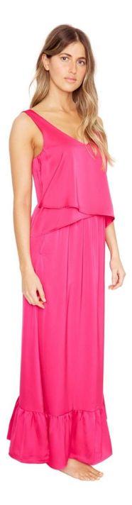 Falda Ana Satin Fucsia Jacinta Tienda-3