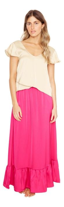 Falda Ana Satin Fucsia Jacinta Tienda-5
