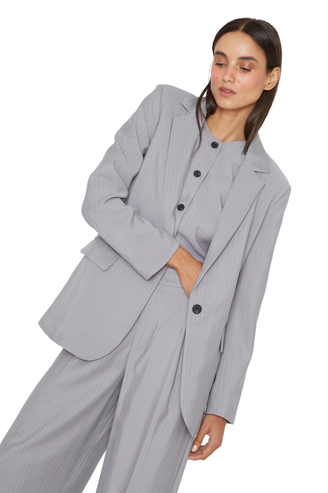 Blazer Oxford rayas gris Jacinta Tienda-0