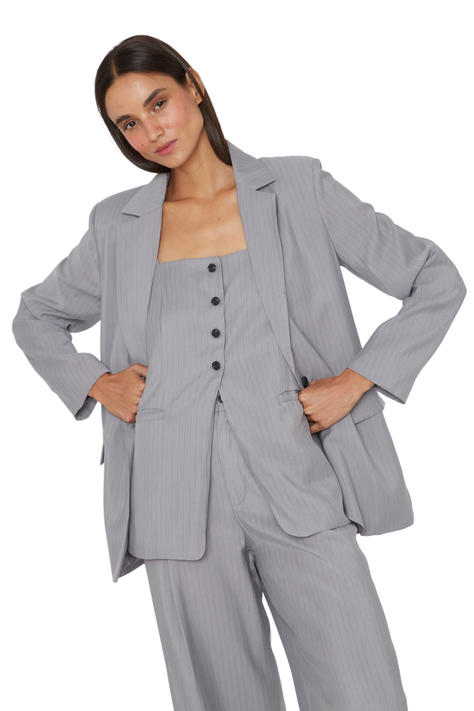 Blazer Oxford rayas gris Jacinta Tienda-1