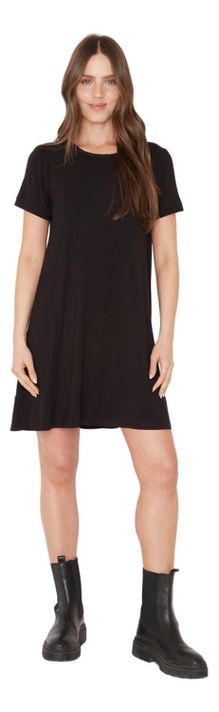 Vestido Bianca Manga Corta Ii Negro Jacinta Tienda-0