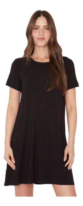 Vestido Bianca Manga Corta Ii Negro Jacinta Tienda-1