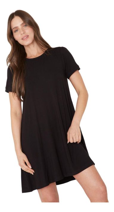 Vestido Bianca Manga Corta Ii Negro Jacinta Tienda-4