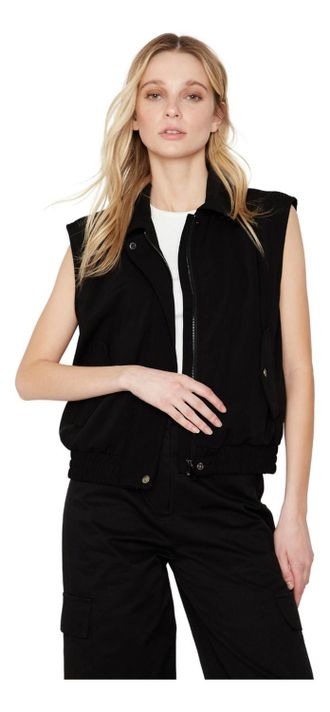 Chaqueta Bomber Sin Mangas Negra Jacinta Tienda-0
