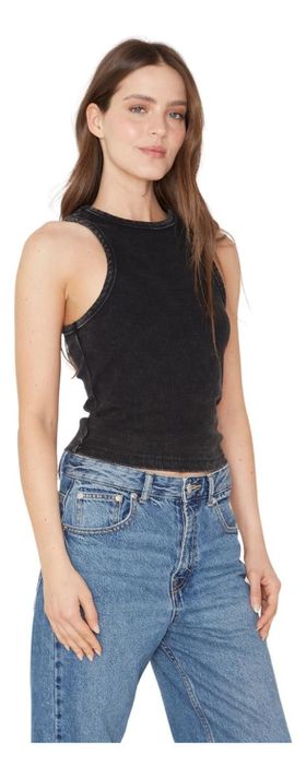 Rib Tank Top Negro Jacinta Tienda-0