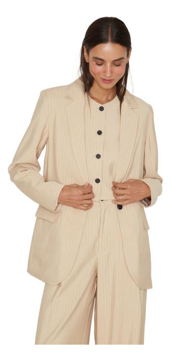 Blazer Oxford Rayas Crudo Jacinta Tienda-0