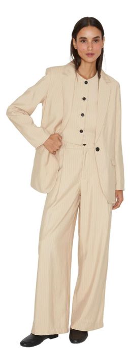 Blazer Oxford Rayas Crudo Jacinta Tienda-4