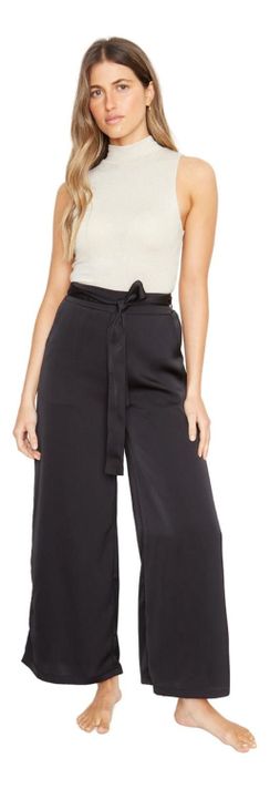 Pantalón Greta Largo Satin Negro Jacinta Tienda-0
