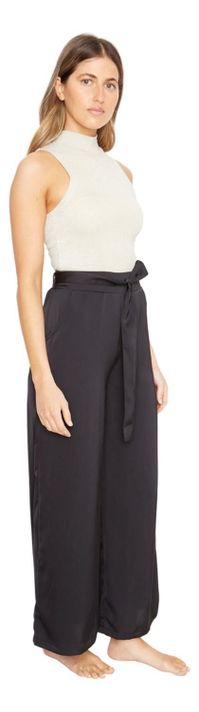Pantalón Greta Largo Satin Negro Jacinta Tienda-2