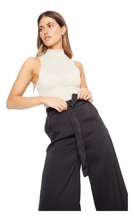Pantalón Greta Largo Satin Negro Jacinta Tienda-3