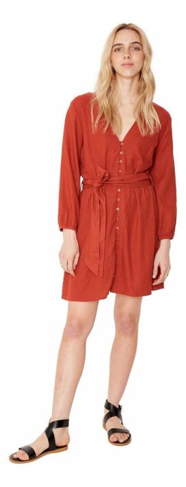 Vestido Amalia Terracota M marron-0