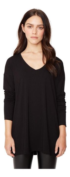 Polera Alana En V Negra Jacinta Tienda-0