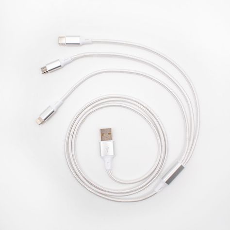 Cable Telefonia Gris 3 en 1 Lightning + Micro USB +  Tipo C 1,2 Metros Urbano Labs-1