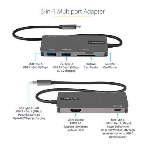 Docking Station StarTech USB Tipo C a HDMI de 4K MicroSD-4