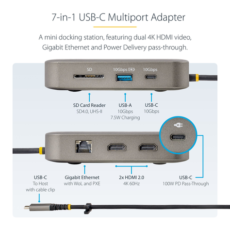 Docking Station StarTech USB-C/USB-A - HDMI Doble 4K 60Hz-6