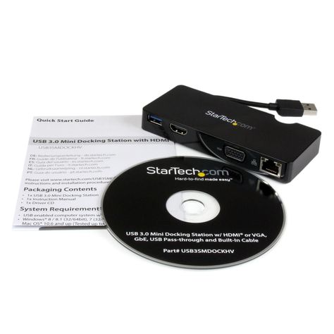 Docking Station StarTech USB 3.0 de Viajes con HDMI o VGA-3