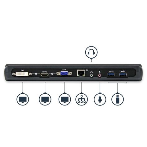 Docking Station StarTech USB 3.0 dos Pantallas HDMI DVI/VGA-3
