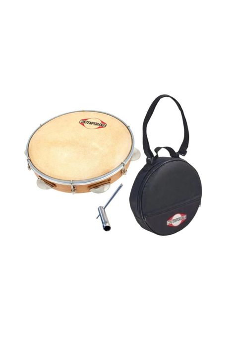 Pandero 10" Parche de Cuero + Funda + Llave-1