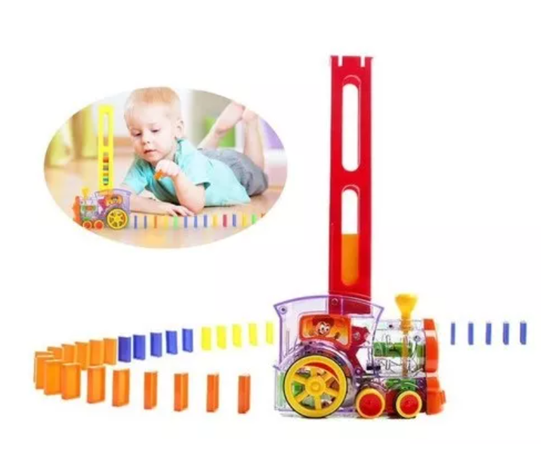Tren Domino Automático Ficha Coche Electrónico Juguete-1