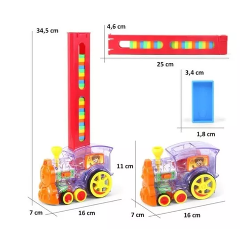 Tren Domino Automático Ficha Coche Electrónico Juguete-2