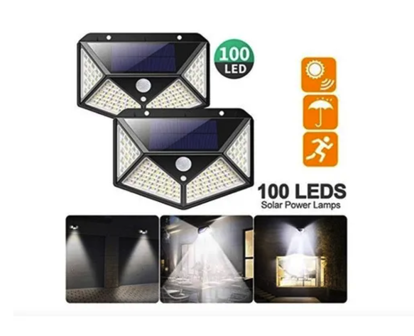 Foco Solar Led Exterior 100 Led Con Sensor De Movimiento -4