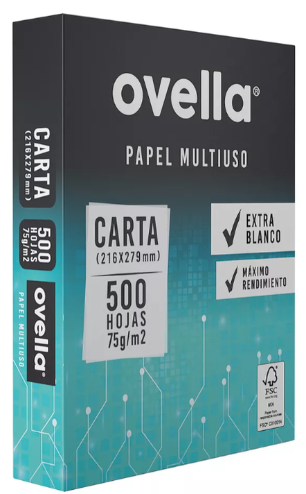 Resma Carta Ovella 75 G/m2 X 500 Hojas V-a Color Blanco-0