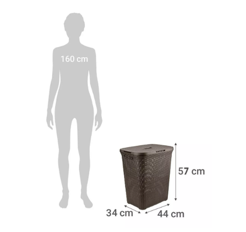 Cesto Canasto Para Ropa Rattan 60 Litros Con Tapa - Marrón-1
