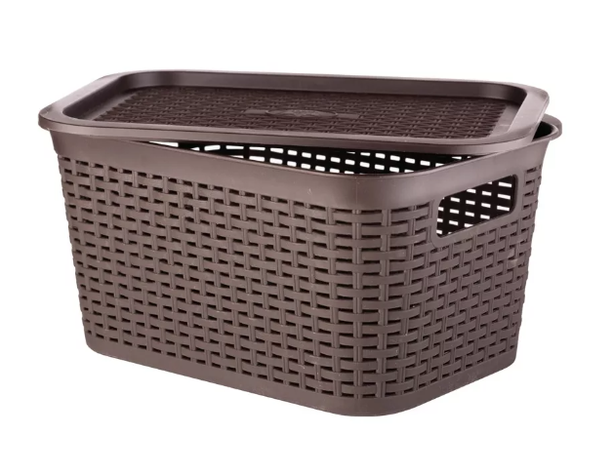 Caja Organizadora Ratán 6 Lt. / Pack 3 Un. Color Marrón oscuro-1