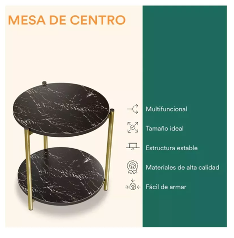 Mesa Centro Mesa Auxiliar Decorativa Mesa Madera 2 Niveles-4