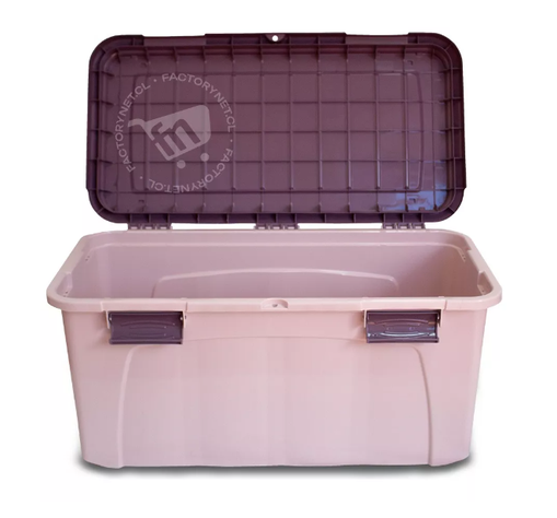 Baul Caja Almacenamiento Organizadora Megaforte 90l Ruedas Rosa-1