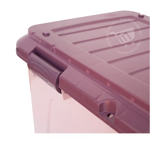 Baul Caja Almacenamiento Organizadora Megaforte 90l Ruedas Rosa-3