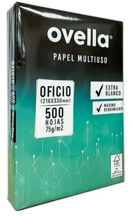 Resma De Papel Ovella Tamaño Oficio 500 Hojas Blanco 75grs-0