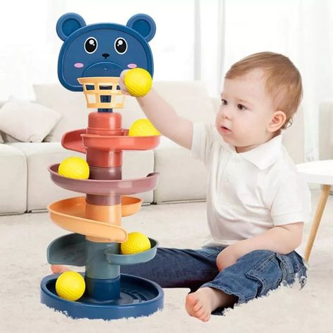Juego Didáctico Torre Tobogán Y Pelotas Rodante Bebes Niños-0