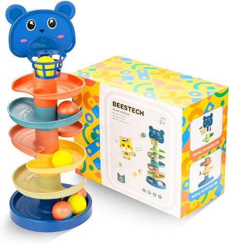 Juego Didáctico Torre Tobogán Y Pelotas Rodante Bebes Niños-1