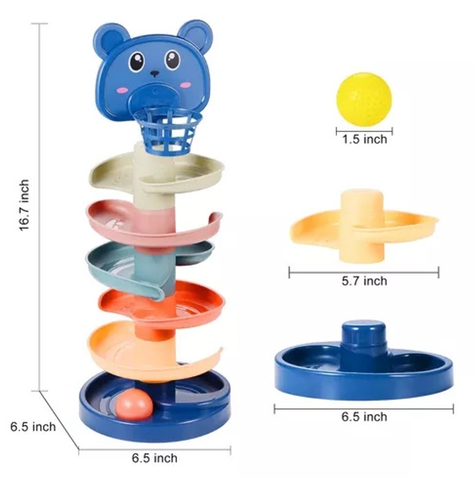 Juego Didáctico Torre Tobogán Y Pelotas Rodante Bebes Niños-3