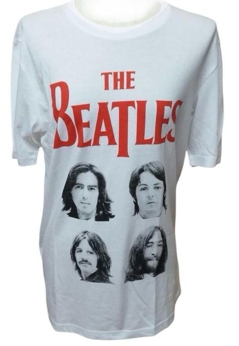 The Beatles Polera Blanca Rostros Talla M-0