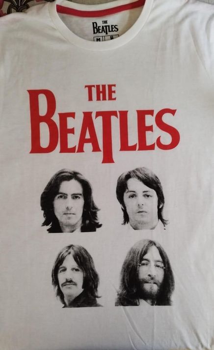 The Beatles Polera Blanca Rostros Talla M-2