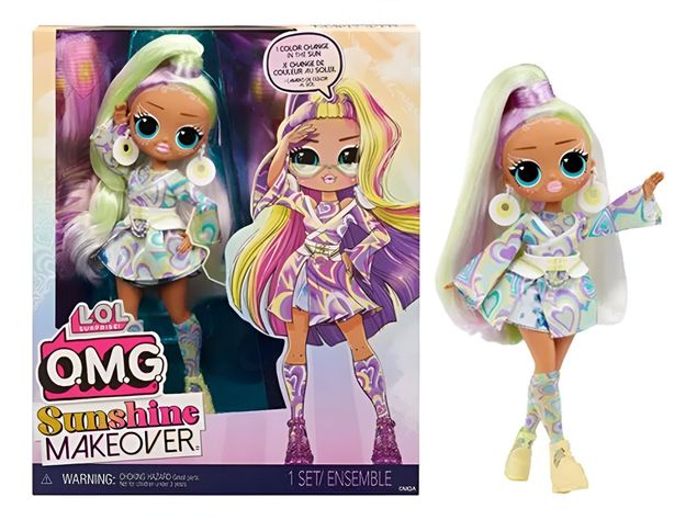 Muñeca LOL Sunrise Sunshine Makeover cambia de color con el sol-0