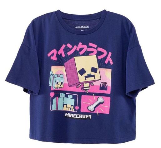Polera Crop Top Minecraft Talla 14 Niña-0