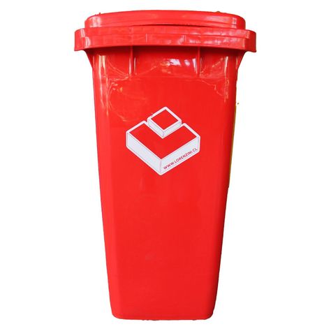 Contenedor Basurero 120 Lts Rojo con Tapa/rueda-1