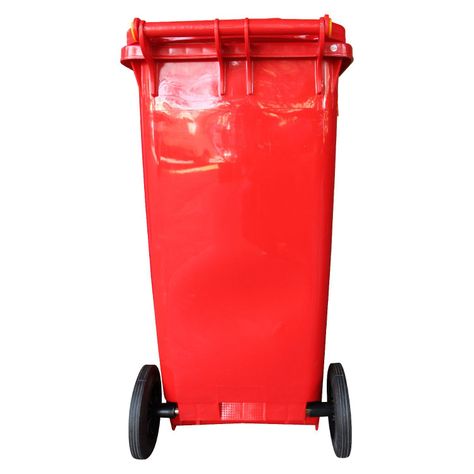 Contenedor Basurero 120 Lts Rojo con Tapa/rueda-2