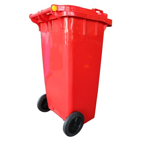 Contenedor Basurero 120 Lts Rojo con Tapa/rueda-3