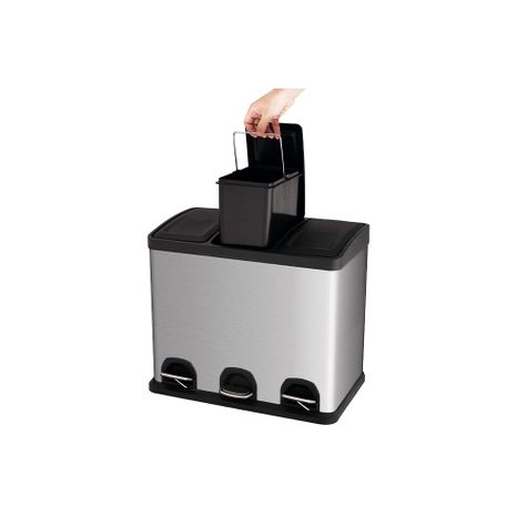 Basurero Acero Inox con Pedal 3x15 Lt-1