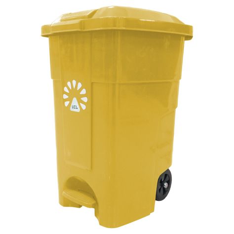Basurero  50lt amarillo c/pedal lorenzini-1