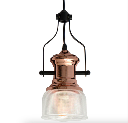 LAMPARA COLGANTE VIDRIO COBRE VINTAGE E27 1X40W-0