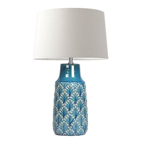 LAMPARA DE SOBREMESA CERAMICA CELESTE CON TEXTURA E27 1X60W-0