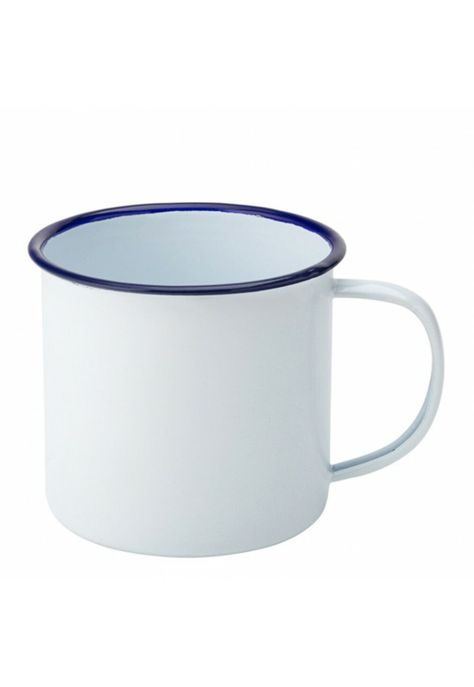 SET DE 6 MUG ENLOZADO BLANCO BORDE AZUL 540CC-0