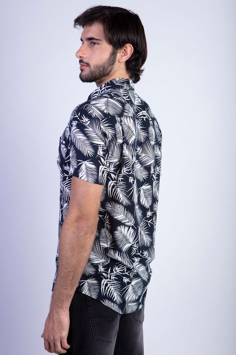 Camisa Estampada Palmera Fj Navy-1