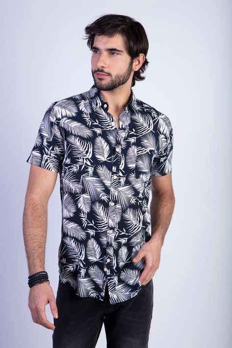Camisa Estampada Palmera Fj Navy-0